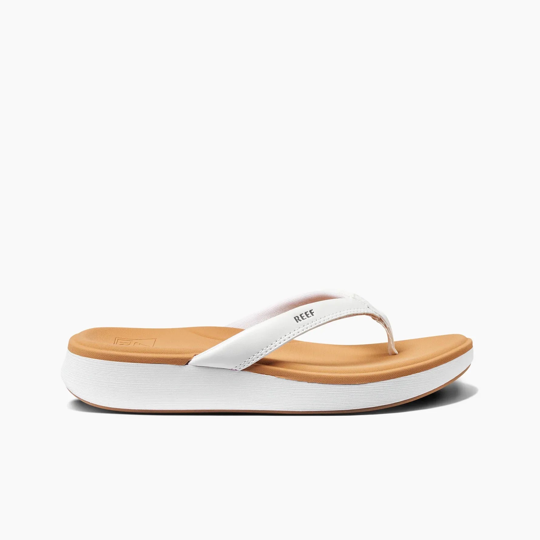 Women's Flat Slide Sandals with a Memory Foam Insole in White for All - Day Comfort Women's Flat Slide Sandals with a Memory Foam Insole in White for All - Day Comfort Waterproof Women's Rubber Beach Sandals with Arch Support in Blue for Water ActivitiesReef Womens Sandals Cushion Bounce Vista