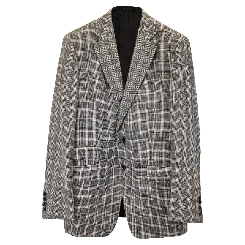 Tailored men jackets to pair with formal trousers for business meetings Men coats with a drawstring waist for a customizable fit Tom Ford Single-Breasted Checkered Blazer in Grey Wool Tailored men jackets to pair with formal trousers for business meetings Men coats with a drawstring waist for a customizable fit Tom Ford Single-Breasted Checkered Blazer in Grey Wool