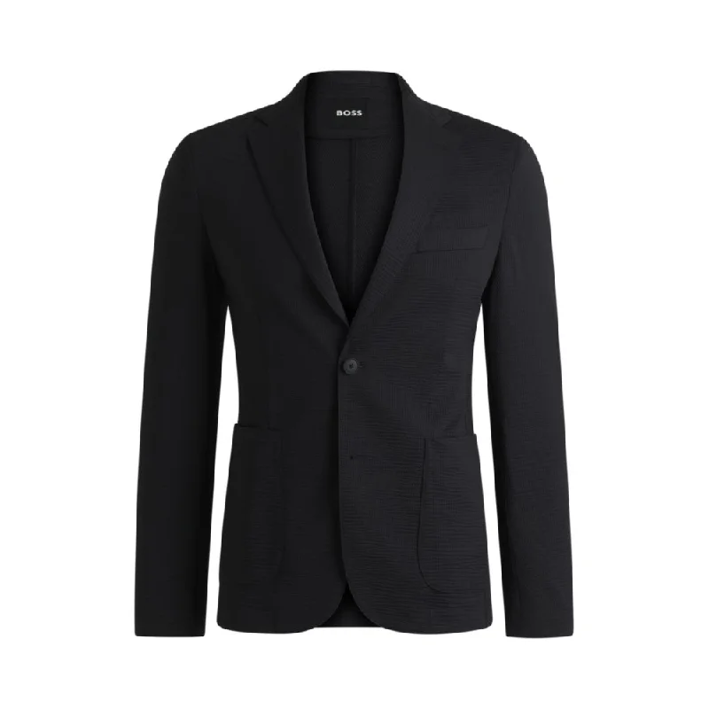 Checkered men jackets in a plaid pattern for a preppy appearance Men coats with a zip - out lining for easy cleaning and versatility Slim-fit suit jacket in stretch seersucker