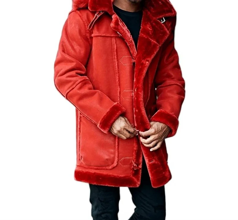 Performance - driven men jackets with breathable fabric for sports Men coats with a stand - up collar for a sleek and modern look Men's Denali Shearling Jacket In Red Performance - driven men jackets with breathable fabric for sports Men coats with a stand - up collar for a sleek and modern look Men's Denali Shearling Jacket In Red