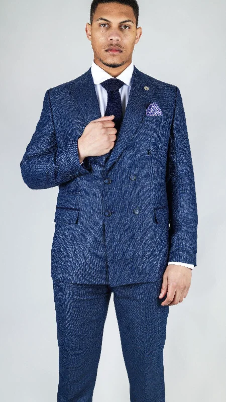Down - filled men jackets in bright colors for winter fashion Waterproof men coats with taped seams for heavy rain and snow days Men's Classic Blue Double Breasted 2-Piece Suit