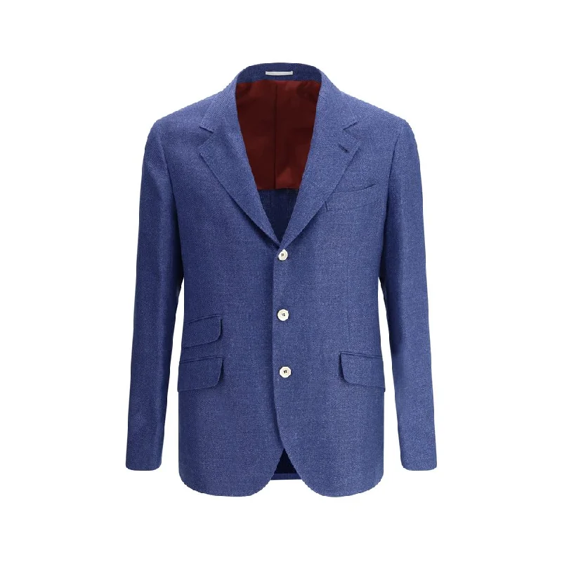 Plus - size men jackets with adjustable drawstrings for a comfortable fit Men coats with a wind - resistant outer layer for blustery weather Brunello Cucinelli Linen Blazer Men's Jacket