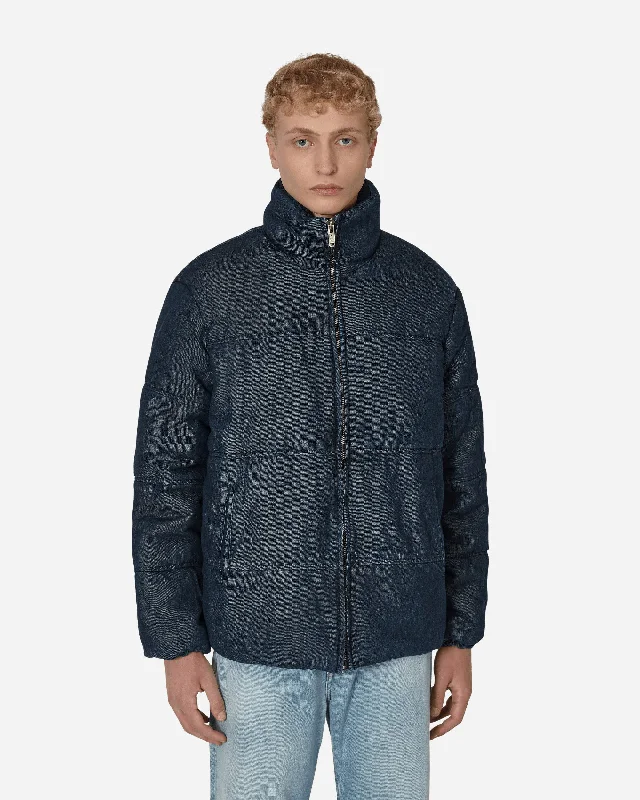 Plus - size men jackets with adjustable drawstrings for a comfortable fit Men coats with a wind - resistant outer layer for blustery weather Denim Puffer Jacket Blue