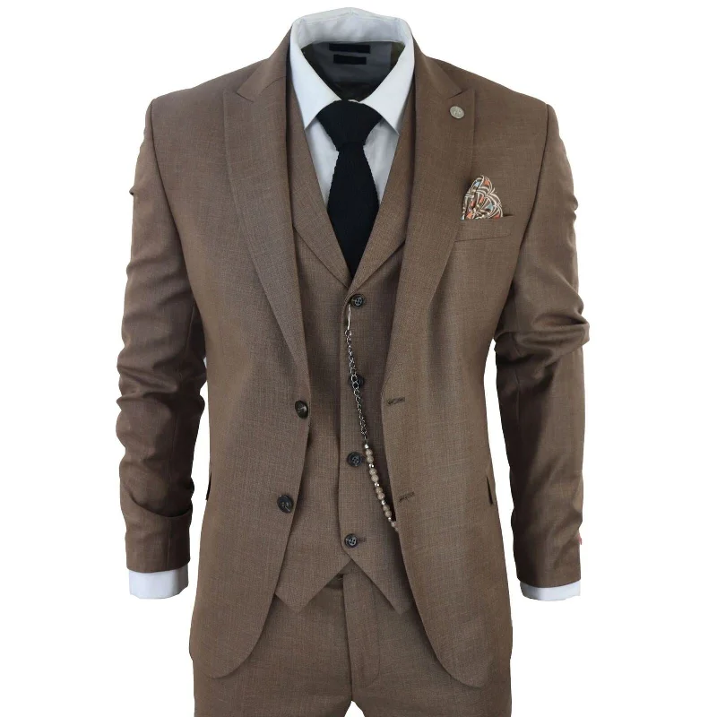 Fleece - lined men jackets for cold - weather commuting Lightweight men coats made of breathable fabric for spring and autumn Men's Classic 3-Piece Plain Brown Suit Fleece - lined men jackets for cold - weather commuting Lightweight men coats made of breathable fabric for spring and autumn Men's Classic 3-Piece Plain Brown Suit