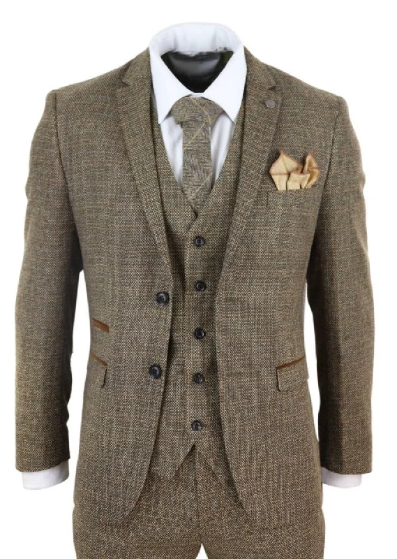 Stretch - fabric men jackets for unrestricted movement during workouts Men coats with a quick - drying feature for active lifestyles Mens 3 Piece Brown Tweed Check Vintage Retro Suit Stretch - fabric men jackets for unrestricted movement during workouts Men coats with a quick - drying feature for active lifestyles Mens 3 Piece Brown Tweed Check Vintage Retro Suit