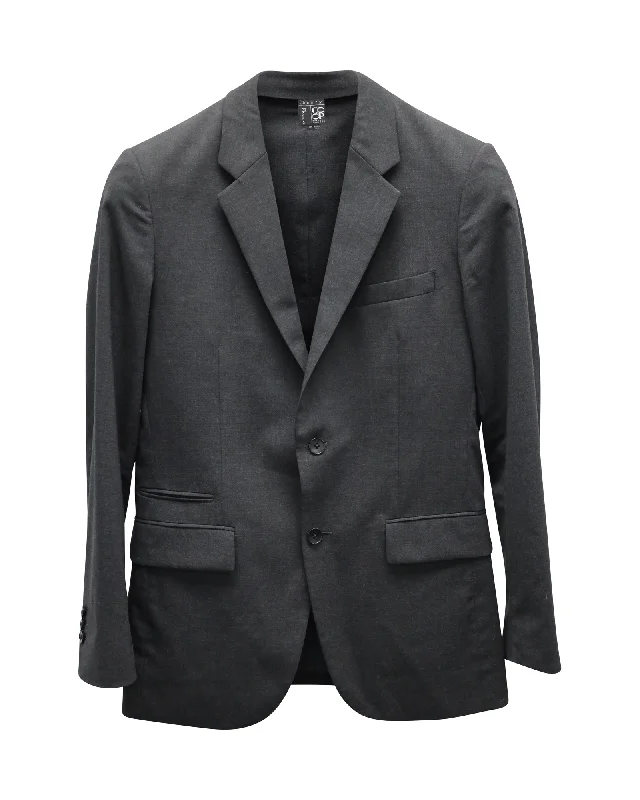 Windbreaker men jackets with UV protection for outdoor activities Long - line men coats reaching below the knee for maximum coverage Theory Tailored Single-Breasted Blazer in Grey Wool