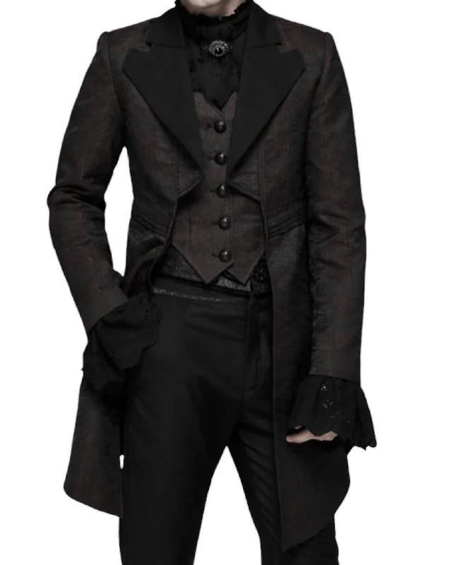 Plus - size men jackets with adjustable drawstrings for a comfortable fit Men coats with a wind - resistant outer layer for blustery weather Steampunk Jacquard Coat In Brown Plus - size men jackets with adjustable drawstrings for a comfortable fit Men coats with a wind - resistant outer layer for blustery weather Steampunk Jacquard Coat In Brown