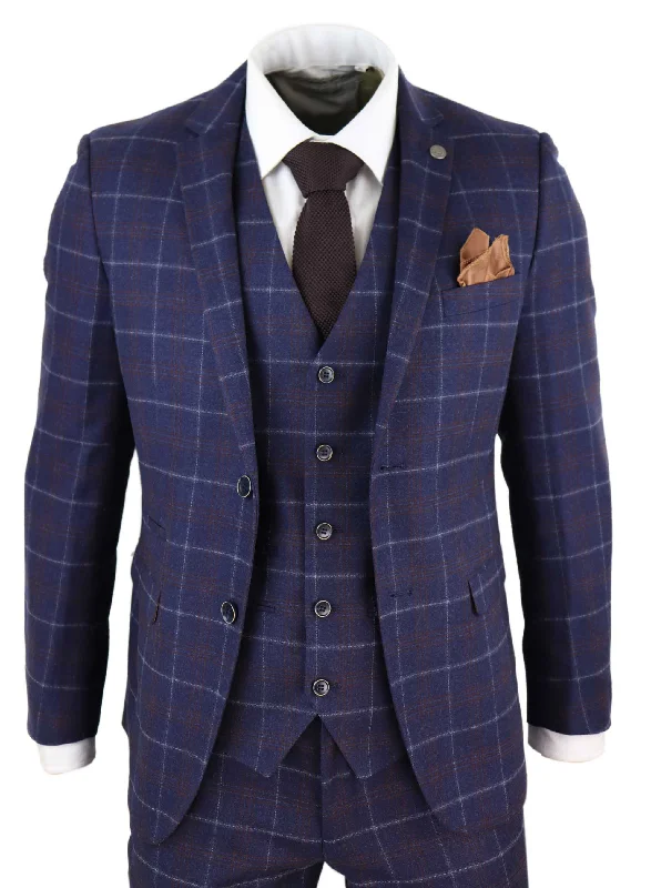Tailored men jackets to pair with formal trousers for business meetings Men coats with a drawstring waist for a customizable fit Kenneth 3 Piece Blue Suit Tweed Check Tailored men jackets to pair with formal trousers for business meetings Men coats with a drawstring waist for a customizable fit Kenneth 3 Piece Blue Suit Tweed Check