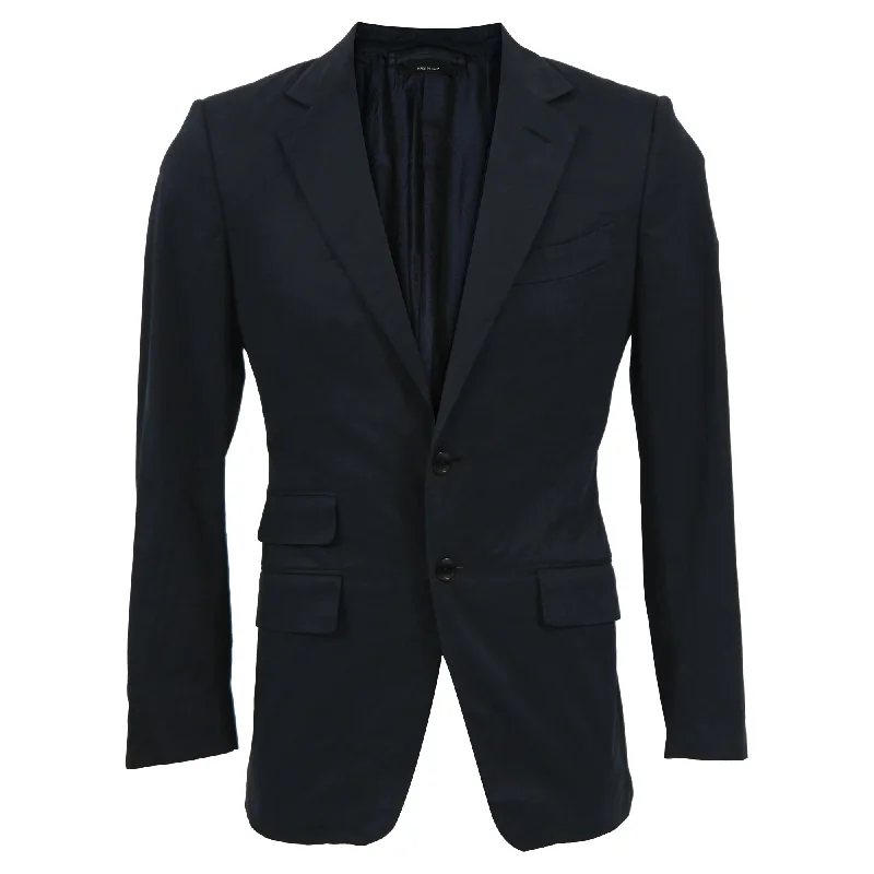 Bomber men jackets with ribbed cuffs for a classic 80s style Slim - fit men coats in navy blue for a classic and sophisticated appearance Tom Ford O'Connor Slim-Fit Unstructured Blazer in Navy Wool