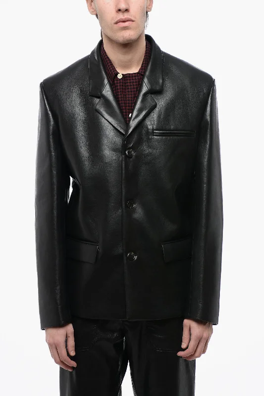 Lightweight men jackets made from recycled nylon for eco - friendly travel Men coats with a contrasting trim for a fashion - forward aesthetic Nanushka Center Vent Faux Leather Rox Blazer Lightweight men jackets made from recycled nylon for eco - friendly travel Men coats with a contrasting trim for a fashion - forward aesthetic Nanushka Center Vent Faux Leather Rox Blazer