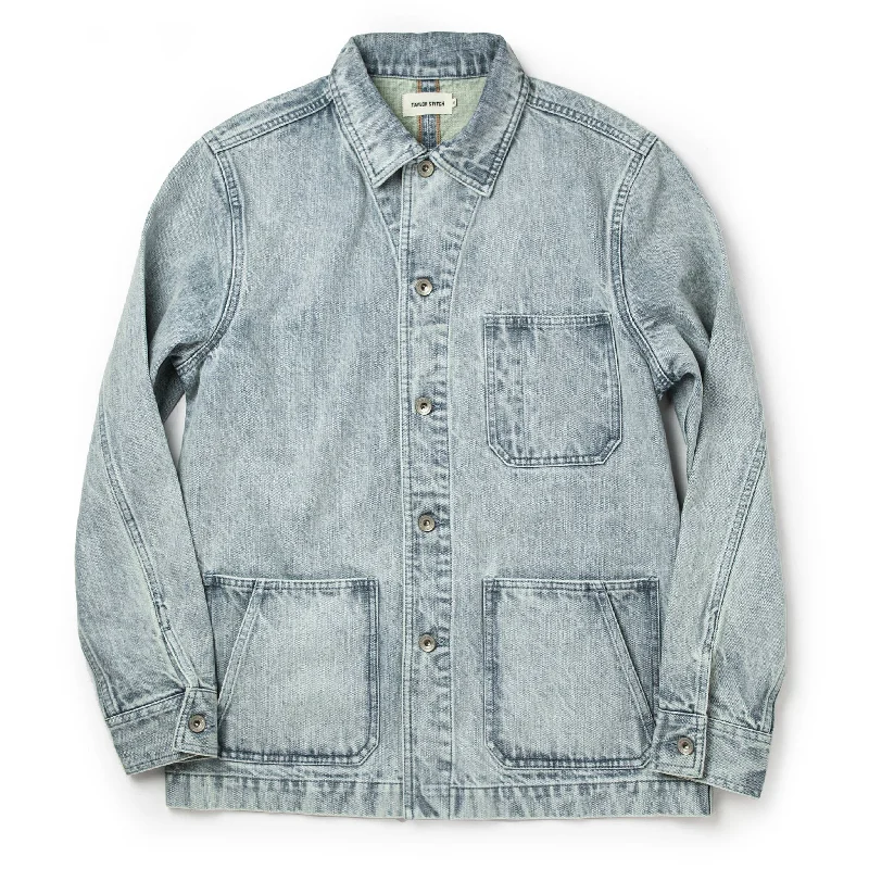Plus - size men jackets with adjustable drawstrings for a comfortable fit Men coats with a wind - resistant outer layer for blustery weather The Ojai Jacket in Washed Denim Plus - size men jackets with adjustable drawstrings for a comfortable fit Men coats with a wind - resistant outer layer for blustery weather The Ojai Jacket in Washed Denim