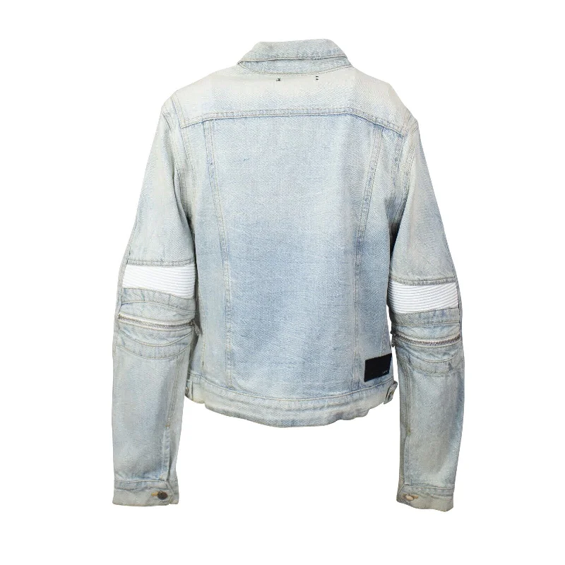 Slim - fit leather men jackets with a distressed finish for a rugged look Stylish men coats with a double - breasted design for a formal look Light Blue MX2 Trucker Jacket Slim - fit leather men jackets with a distressed finish for a rugged look Stylish men coats with a double - breasted design for a formal look Light Blue MX2 Trucker Jacket
