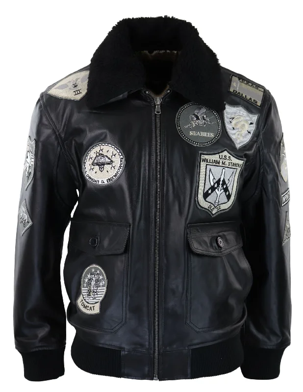 Denim men jackets with embroidered patches for a personalized touch Men coats with a detachable faux - fur collar for a trendy and warm touch Maverick Jacket Pilot Bomber Denim men jackets with embroidered patches for a personalized touch Men coats with a detachable faux - fur collar for a trendy and warm touch Maverick Jacket Pilot Bomber