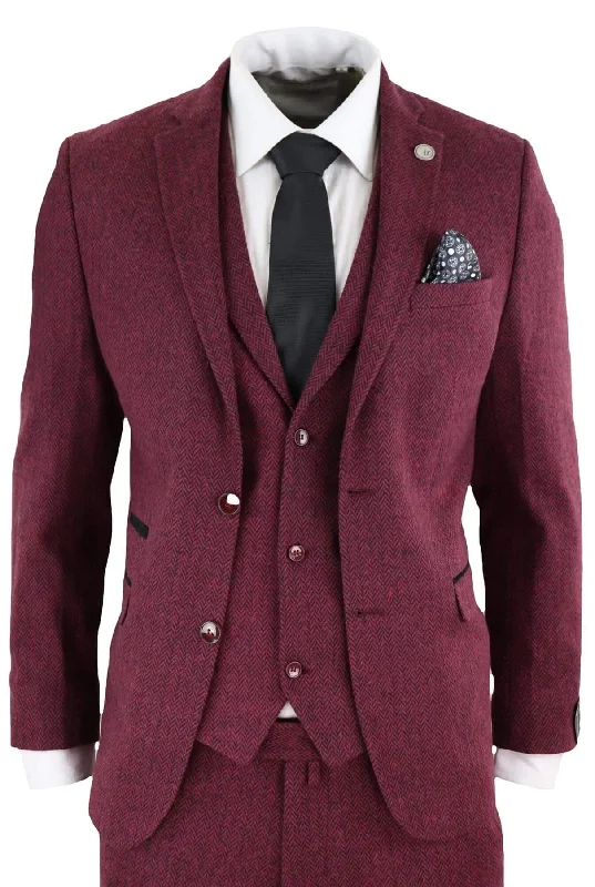 Embroidered men jackets with intricate floral designs for a unique aesthetic Men coats with a soft fleece interior for extra warmth and comfort Mens 3 Piece Wine Herringbone Wool Tweed Retro Suit Embroidered men jackets with intricate floral designs for a unique aesthetic Men coats with a soft fleece interior for extra warmth and comfort Mens 3 Piece Wine Herringbone Wool Tweed Retro Suit