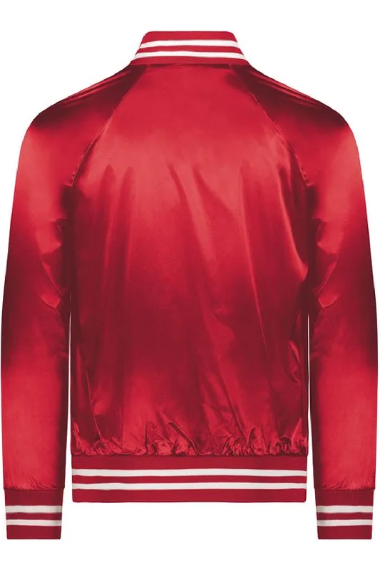Men jackets with a media - friendly pocket for easy access to gadgets Men coats made from recycled materials for an eco - friendly choice Augusta Sportswear Satin Baseball Jacket Striped Trim Men jackets with a media - friendly pocket for easy access to gadgets Men coats made from recycled materials for an eco - friendly choice Augusta Sportswear Satin Baseball Jacket Striped Trim