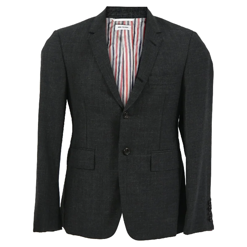 Tailored men jackets to pair with formal trousers for business meetings Men coats with a drawstring waist for a customizable fit Thom Browne Single-Breasted Blazer in Dark Grey Wool Tailored men jackets to pair with formal trousers for business meetings Men coats with a drawstring waist for a customizable fit Thom Browne Single-Breasted Blazer in Dark Grey Wool