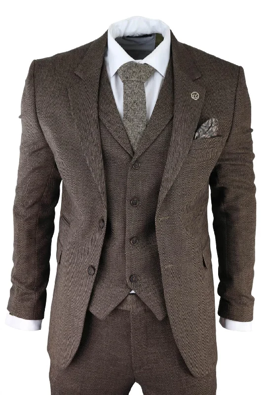 Windbreaker men jackets with UV protection for outdoor activities Long - line men coats reaching below the knee for maximum coverage Mens Brown 3 Piece Tweed Herringbone Suit Peaky Blinders Classic Tailored Windbreaker men jackets with UV protection for outdoor activities Long - line men coats reaching below the knee for maximum coverage Mens Brown 3 Piece Tweed Herringbone Suit Peaky Blinders Classic Tailored