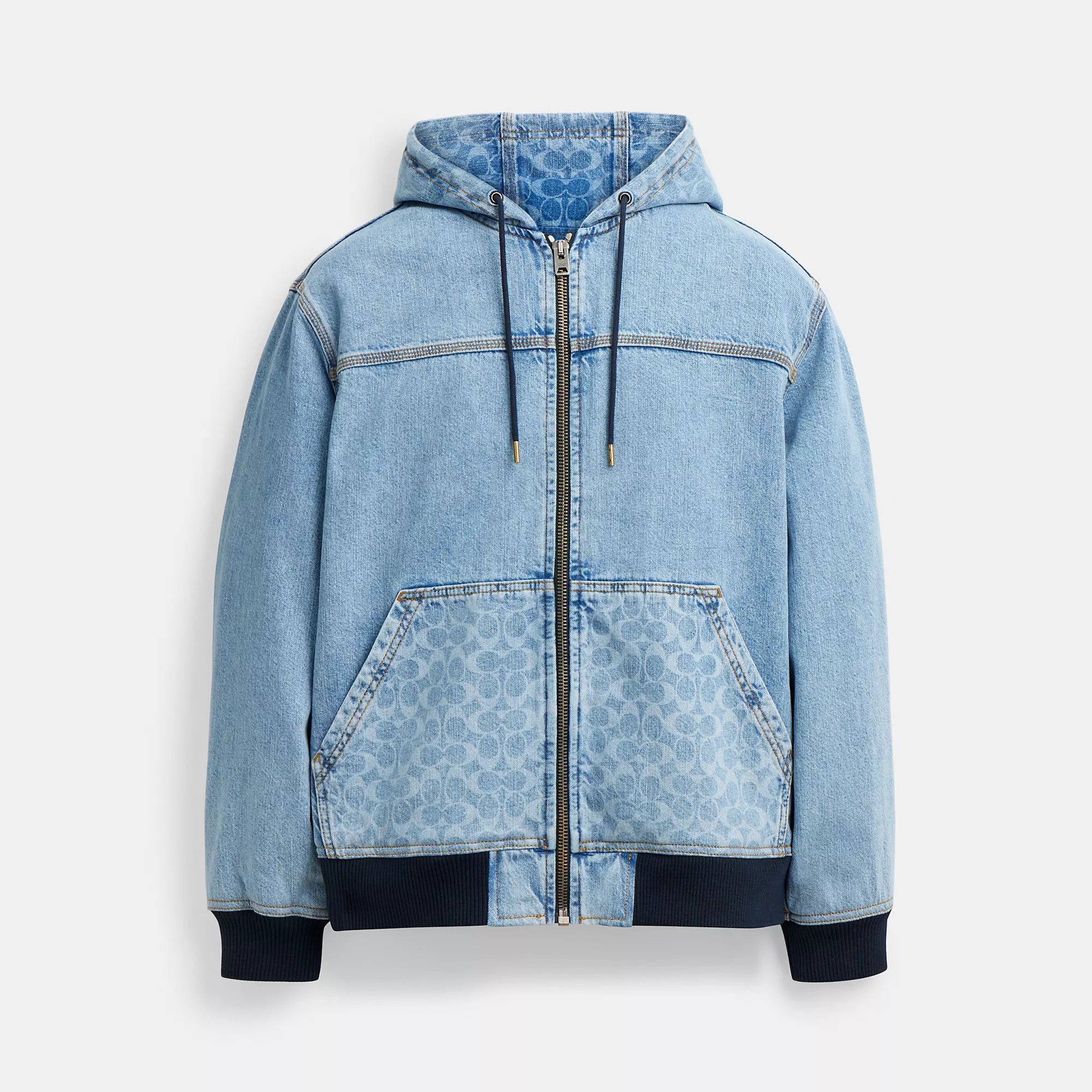 Lightweight men jackets made from recycled nylon for eco - friendly travel Men coats with a contrasting trim for a fashion - forward aesthetic Coach Outlet Signature Denim Zip Jacket Lightweight men jackets made from recycled nylon for eco - friendly travel Men coats with a contrasting trim for a fashion - forward aesthetic Coach Outlet Signature Denim Zip Jacket