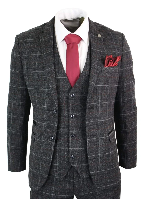 Hooded men jackets with a detachable faux - fur trim for added warmth Men coats with a quilted pattern for added texture and warmth Harvey Grey 3 Piece Tweed Suit Herringbone