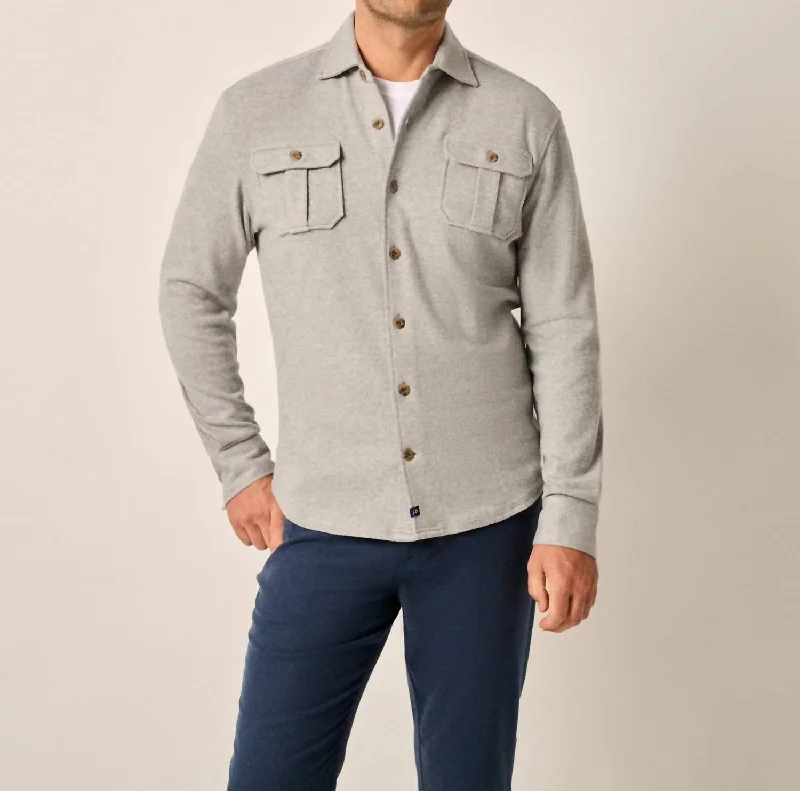 Plus - size men jackets with adjustable drawstrings for a comfortable fit Men coats with a wind - resistant outer layer for blustery weather Brayden Stretch Flannel Shirt In Light Grey Plus - size men jackets with adjustable drawstrings for a comfortable fit Men coats with a wind - resistant outer layer for blustery weather Brayden Stretch Flannel Shirt In Light Grey
