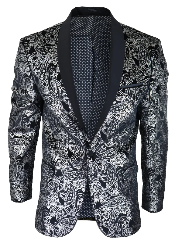 Men jackets with a hidden interior pocket for secure storage Men coats with multiple inner pockets for convenient storage of essentials Formal Velvet Paisley Blazer Men jackets with a hidden interior pocket for secure storage Men coats with multiple inner pockets for convenient storage of essentials Formal Velvet Paisley Blazer