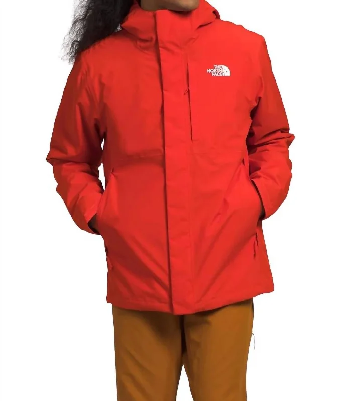 Embroidered men jackets with intricate floral designs for a unique aesthetic Men coats with a soft fleece interior for extra warmth and comfort Carto Triclimate Jacket In Fiery Red/tnf Black