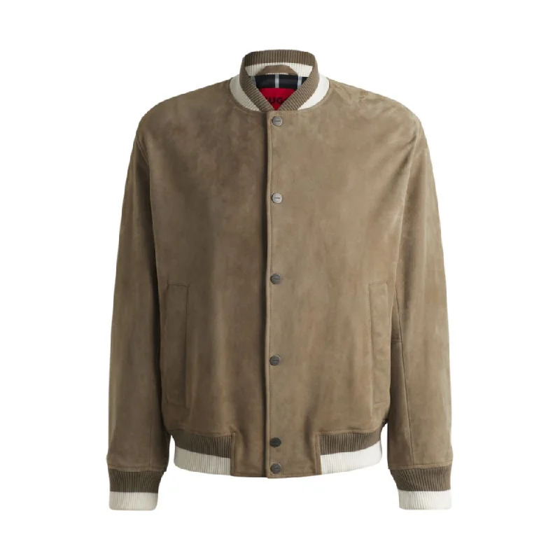 Windbreaker men jackets with UV protection for outdoor activities Long - line men coats reaching below the knee for maximum coverage Ribbed-trim bomber jacket in suede Windbreaker men jackets with UV protection for outdoor activities Long - line men coats reaching below the knee for maximum coverage Ribbed-trim bomber jacket in suede