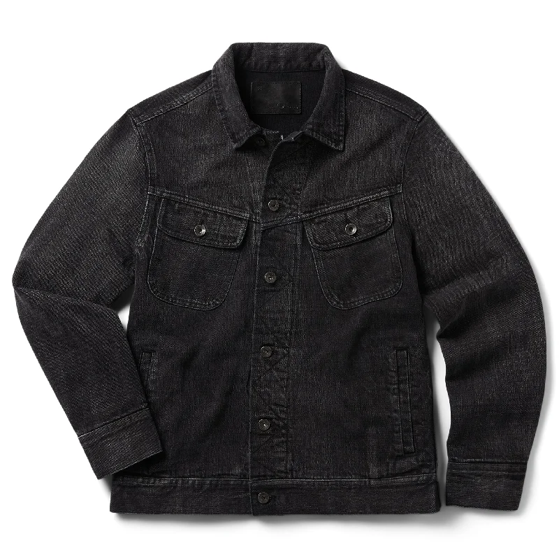 Performance - driven men jackets with breathable fabric for sports Men coats with a stand - up collar for a sleek and modern look The Long Haul Jacket in Black 3-Month Wash Selvage Performance - driven men jackets with breathable fabric for sports Men coats with a stand - up collar for a sleek and modern look The Long Haul Jacket in Black 3-Month Wash Selvage