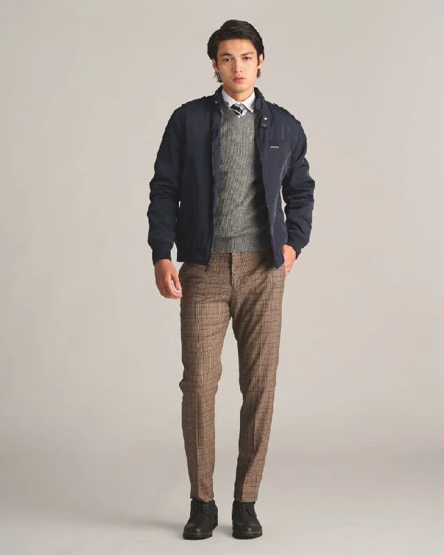 Lightweight men jackets made from recycled nylon for eco - friendly travel Men coats with a contrasting trim for a fashion - forward aesthetic Men's Iconic Racer Quilted Lining Jacket (Slim Fit) Lightweight men jackets made from recycled nylon for eco - friendly travel Men coats with a contrasting trim for a fashion - forward aesthetic Men's Iconic Racer Quilted Lining Jacket (Slim Fit)