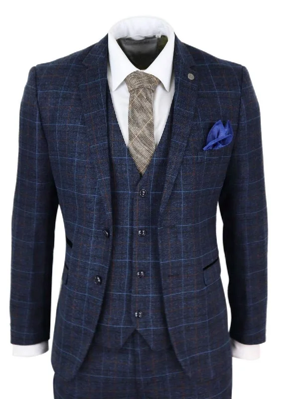 Checkered men jackets in a plaid pattern for a preppy appearance Men coats with a zip - out lining for easy cleaning and versatility Mens 3 Piece Navy Blue Tweed Check Vintage Suit Checkered men jackets in a plaid pattern for a preppy appearance Men coats with a zip - out lining for easy cleaning and versatility Mens 3 Piece Navy Blue Tweed Check Vintage Suit