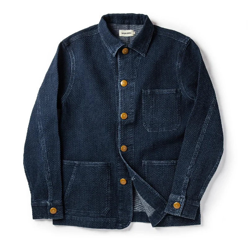 Plus - size men jackets with adjustable drawstrings for a comfortable fit Men coats with a wind - resistant outer layer for blustery weather The Ojai Jacket in Indigo Diamond Plate Plus - size men jackets with adjustable drawstrings for a comfortable fit Men coats with a wind - resistant outer layer for blustery weather The Ojai Jacket in Indigo Diamond Plate