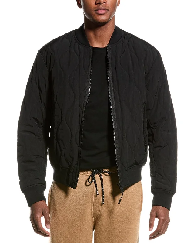 Bomber men jackets with ribbed cuffs for a classic 80s style Slim - fit men coats in navy blue for a classic and sophisticated appearance BOSS Hugo Boss Oventure Quilted Bomber Jacket Bomber men jackets with ribbed cuffs for a classic 80s style Slim - fit men coats in navy blue for a classic and sophisticated appearance BOSS Hugo Boss Oventure Quilted Bomber Jacket