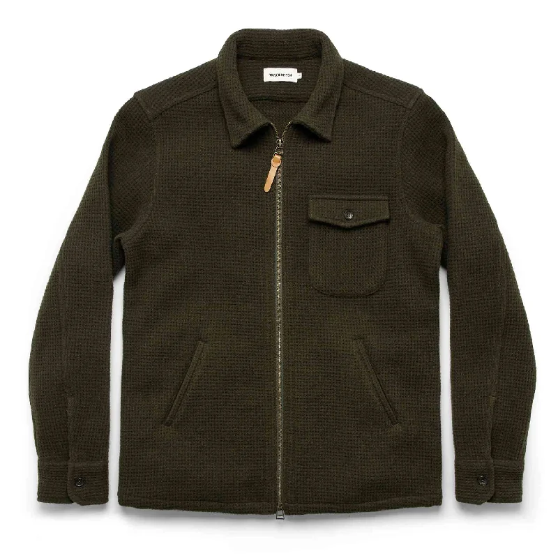 Windbreaker men jackets with UV protection for outdoor activities Long - line men coats reaching below the knee for maximum coverage The Coit Jacket in Olive Waffle Windbreaker men jackets with UV protection for outdoor activities Long - line men coats reaching below the knee for maximum coverage The Coit Jacket in Olive Waffle