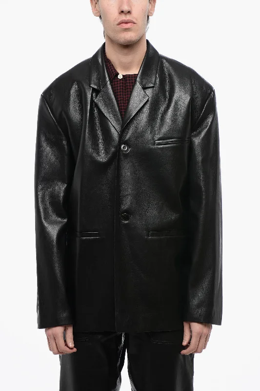 Tailored men jackets to pair with formal trousers for business meetings Men coats with a drawstring waist for a customizable fit Nanushka Center Vent Faux Leather Sanco Blazer Tailored men jackets to pair with formal trousers for business meetings Men coats with a drawstring waist for a customizable fit Nanushka Center Vent Faux Leather Sanco Blazer