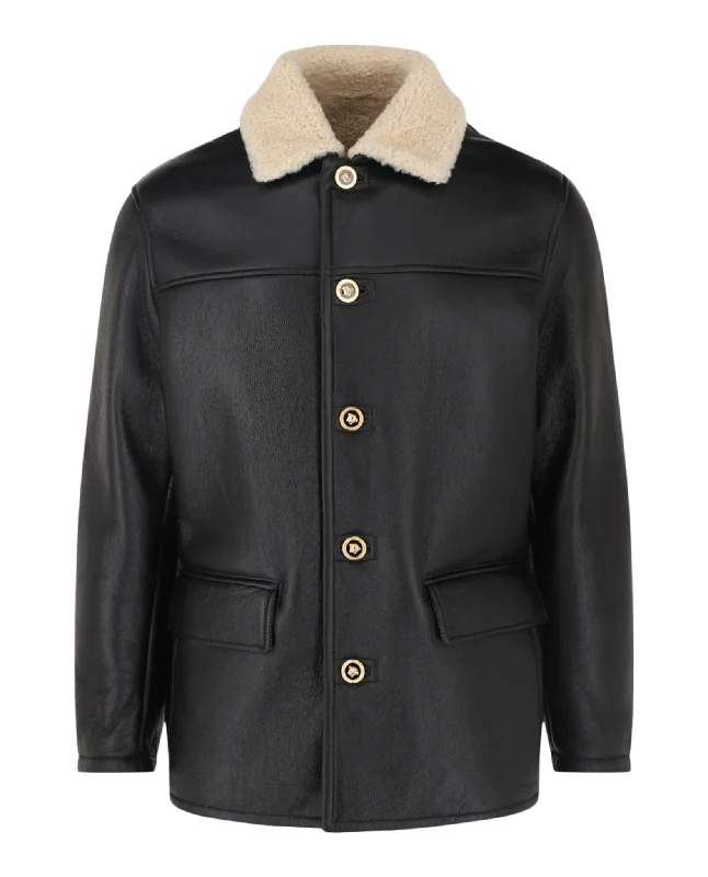 Tailored men jackets to pair with formal trousers for business meetings Men coats with a drawstring waist for a customizable fit Shearling Leather Jacket Tailored men jackets to pair with formal trousers for business meetings Men coats with a drawstring waist for a customizable fit Shearling Leather Jacket