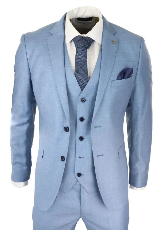 Men jackets with a built - in hood that can be stowed away when not in use Men coats with a hooded design for added protection against the elements Mens 3 Piece Light Blue Classic Stitch Retro Suit Men jackets with a built - in hood that can be stowed away when not in use Men coats with a hooded design for added protection against the elements Mens 3 Piece Light Blue Classic Stitch Retro Suit