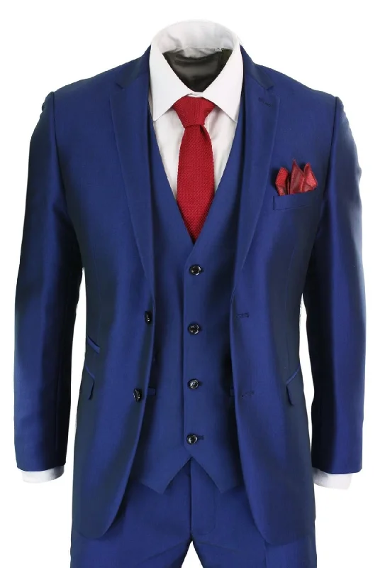 Slim - fit leather men jackets with a distressed finish for a rugged look Stylish men coats with a double - breasted design for a formal look Mens 3 Piece Shiny Royal Blue Classic Suit Slim - fit leather men jackets with a distressed finish for a rugged look Stylish men coats with a double - breasted design for a formal look Mens 3 Piece Shiny Royal Blue Classic Suit