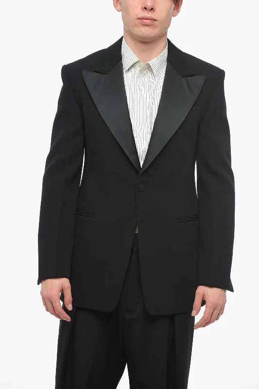 Men jackets with a hidden interior pocket for secure storage Men coats with multiple inner pockets for convenient storage of essentials Salvatore Ferragamo Wool Slim Fit Blazer With Satin Peak Lapel Men jackets with a hidden interior pocket for secure storage Men coats with multiple inner pockets for convenient storage of essentials Salvatore Ferragamo Wool Slim Fit Blazer With Satin Peak Lapel