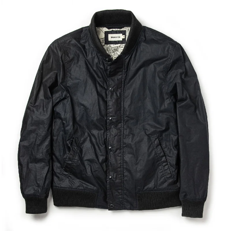Men jackets with a zip - off sleeves to convert to a vest Camouflage men coats for outdoor enthusiasts and hunters The Bomber Jacket in Waxed Navy Men jackets with a zip - off sleeves to convert to a vest Camouflage men coats for outdoor enthusiasts and hunters The Bomber Jacket in Waxed Navy