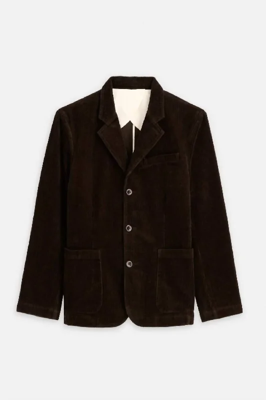 Waterproof men jackets with taped seams for heavy rain protection Men coats made of high - quality leather for a rugged and durable option Mill Blazer In Corduroy In Chocolate Waterproof men jackets with taped seams for heavy rain protection Men coats made of high - quality leather for a rugged and durable option Mill Blazer In Corduroy In Chocolate