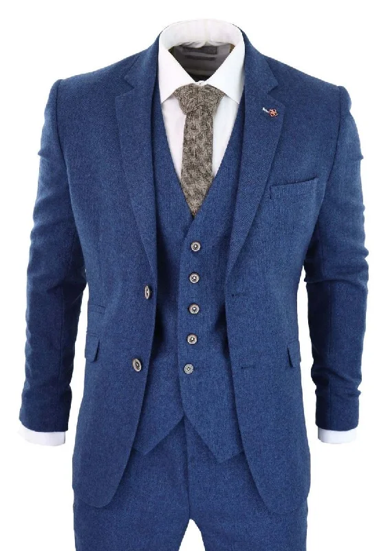 Fleece - lined men jackets for cold - weather commuting Lightweight men coats made of breathable fabric for spring and autumn Mens 3 Piece Blue Tweed Wool Twill Vintage Classic Suit Fleece - lined men jackets for cold - weather commuting Lightweight men coats made of breathable fabric for spring and autumn Mens 3 Piece Blue Tweed Wool Twill Vintage Classic Suit