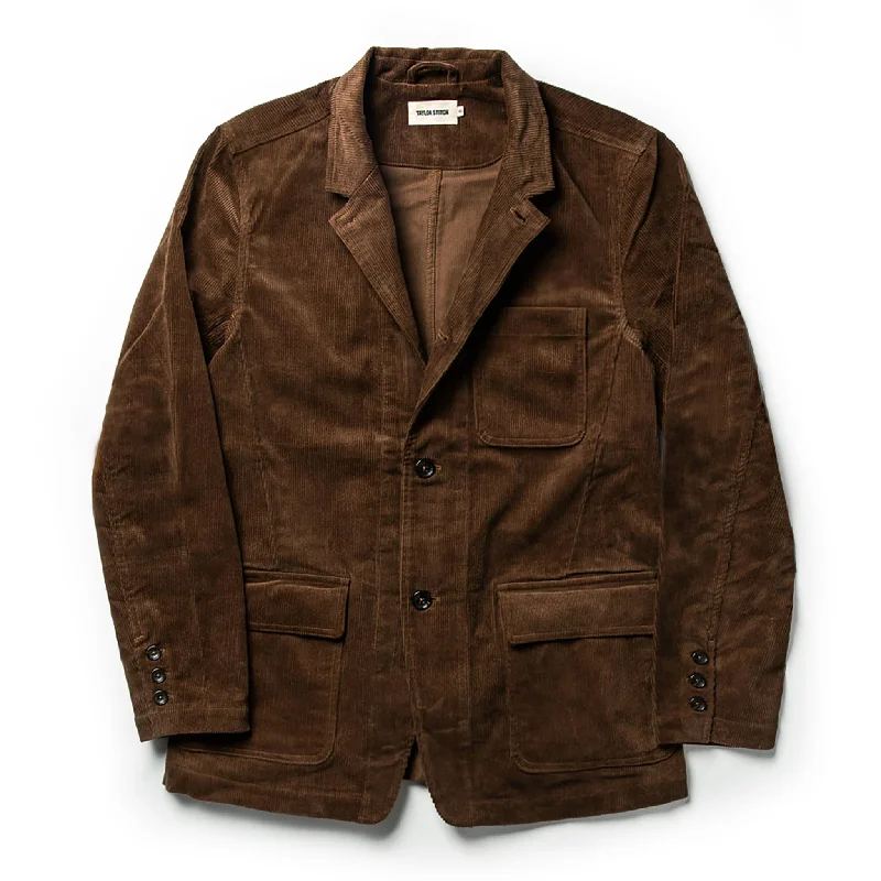 Lightweight men jackets made from recycled nylon for eco - friendly travel Men coats with a contrasting trim for a fashion - forward aesthetic The Gibson Jacket in Chocolate Cord Lightweight men jackets made from recycled nylon for eco - friendly travel Men coats with a contrasting trim for a fashion - forward aesthetic The Gibson Jacket in Chocolate Cord
