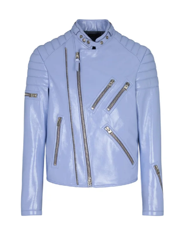 Men jackets with a built - in hood that can be stowed away when not in use Men coats with a hooded design for added protection against the elements Tom Ford Mens Leather Zip Biker Jacket in Lilac Men jackets with a built - in hood that can be stowed away when not in use Men coats with a hooded design for added protection against the elements Tom Ford Mens Leather Zip Biker Jacket in Lilac