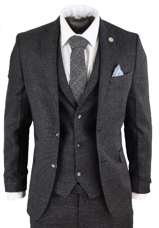 Plus - size men jackets with adjustable drawstrings for a comfortable fit Men coats with a wind - resistant outer layer for blustery weather STZ14 Black Wool 3 Piece Suit Tweed