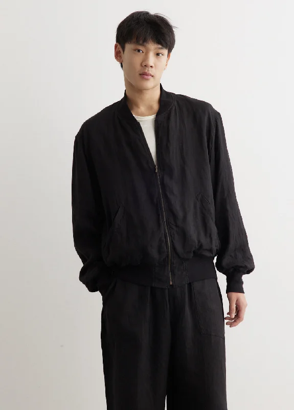 Plus - size men jackets with adjustable drawstrings for a comfortable fit Men coats with a wind - resistant outer layer for blustery weather Linen Double Cloth Zip Blouson Plus - size men jackets with adjustable drawstrings for a comfortable fit Men coats with a wind - resistant outer layer for blustery weather Linen Double Cloth Zip Blouson