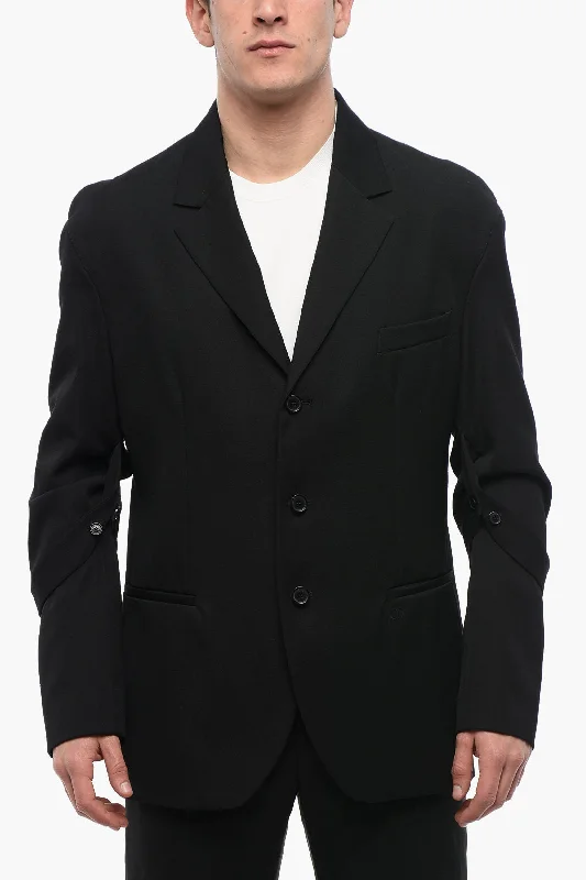 Performance - driven men jackets with breathable fabric for sports Men coats with a stand - up collar for a sleek and modern look Off-White Virgin Wool Armband Blazer With Flush Pockets Performance - driven men jackets with breathable fabric for sports Men coats with a stand - up collar for a sleek and modern look Off-White Virgin Wool Armband Blazer With Flush Pockets