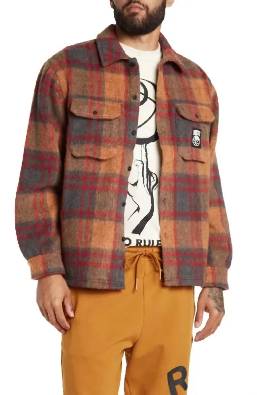 Hooded men jackets with a detachable faux - fur trim for added warmth Men coats with a quilted pattern for added texture and warmth Disruption Flannel Jacket In Multi Hooded men jackets with a detachable faux - fur trim for added warmth Men coats with a quilted pattern for added texture and warmth Disruption Flannel Jacket In Multi
