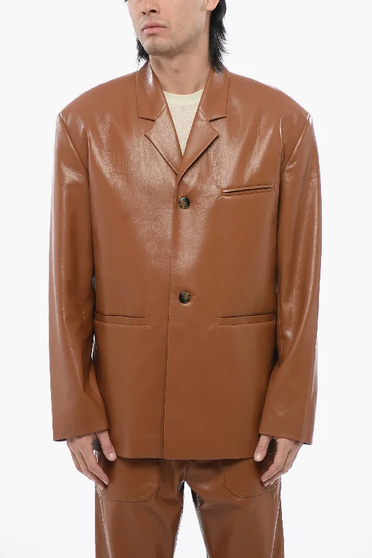 Men jackets with a media - friendly pocket for easy access to gadgets Men coats made from recycled materials for an eco - friendly choice Nanushka Center Vent Faux Leather Sanco Blazer Men jackets with a media - friendly pocket for easy access to gadgets Men coats made from recycled materials for an eco - friendly choice Nanushka Center Vent Faux Leather Sanco Blazer
