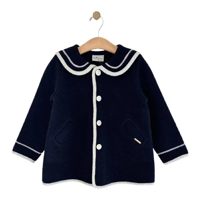 Embroidered men jackets with intricate floral designs for a unique aesthetic Men coats with a soft fleece interior for extra warmth and comfort Girl's Sailor Coat In Navy Embroidered men jackets with intricate floral designs for a unique aesthetic Men coats with a soft fleece interior for extra warmth and comfort Girl's Sailor Coat In Navy