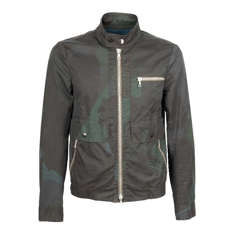 Slim - fit leather men jackets with a distressed finish for a rugged look Stylish men coats with a double - breasted design for a formal look Dries Van Noten Camouflage Jacket - '10s Slim - fit leather men jackets with a distressed finish for a rugged look Stylish men coats with a double - breasted design for a formal look Dries Van Noten Camouflage Jacket - '10s